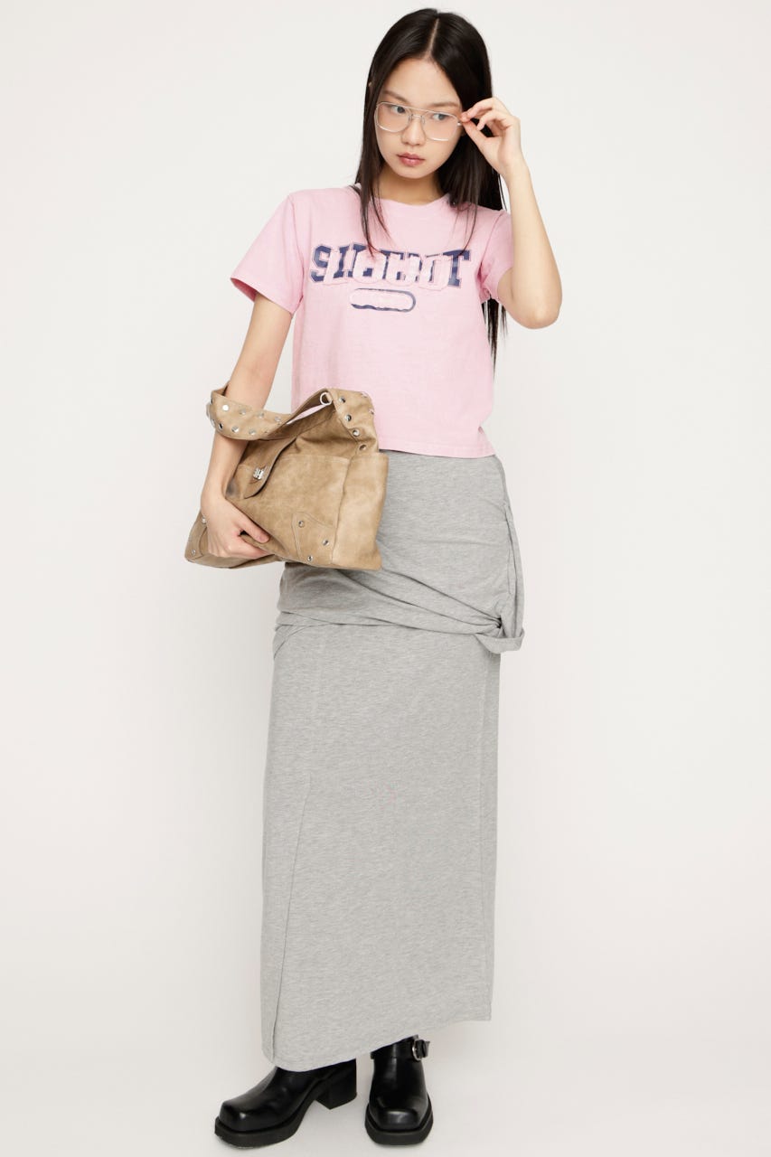 【SNSで話題！】LOGO ON PATCH Tシャツ L/PNK FREE