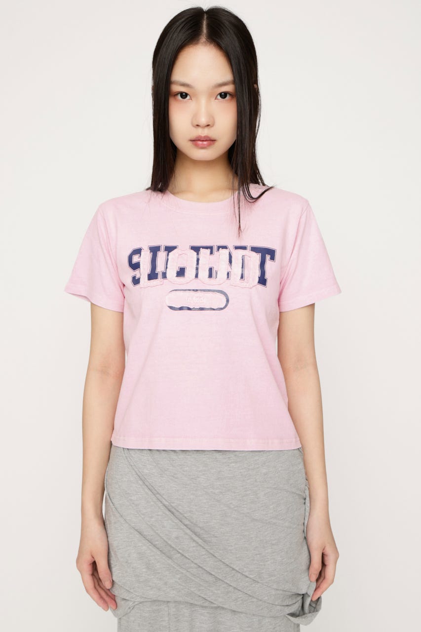 【SNSで話題！】LOGO ON PATCH Tシャツ L/PNK FREE