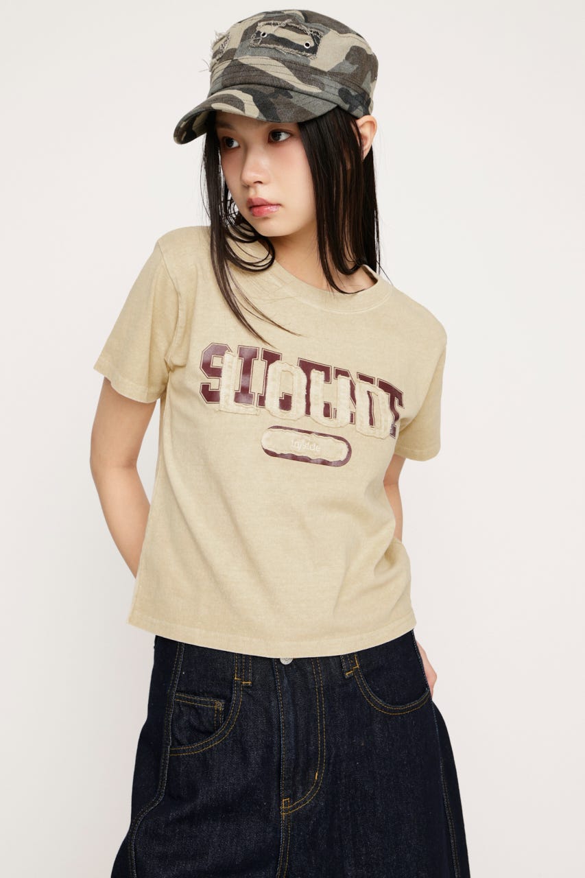 LOGO ON PATCH Tシャツ L/YEL FREE