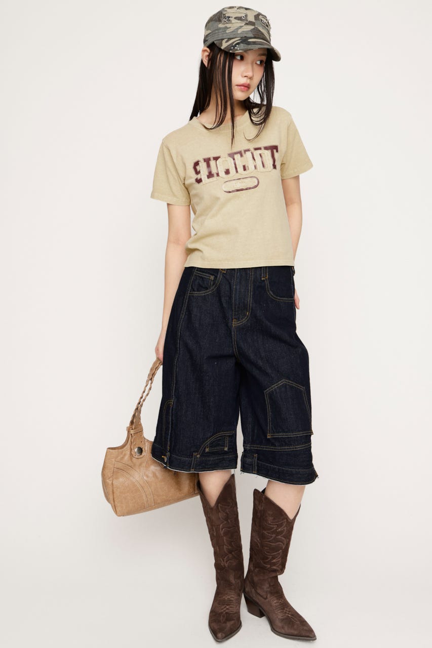 LOGO ON PATCH Tシャツ L/YEL FREE