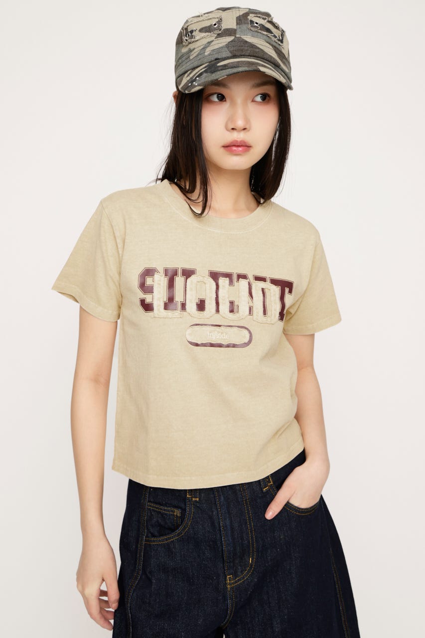 LOGO ON PATCH Tシャツ L/YEL FREE