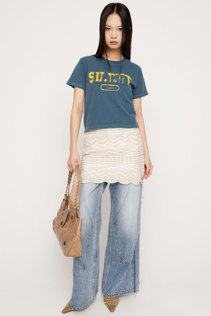 【SNSで話題！】LOGO ON PATCH Tシャツ NVY FREE