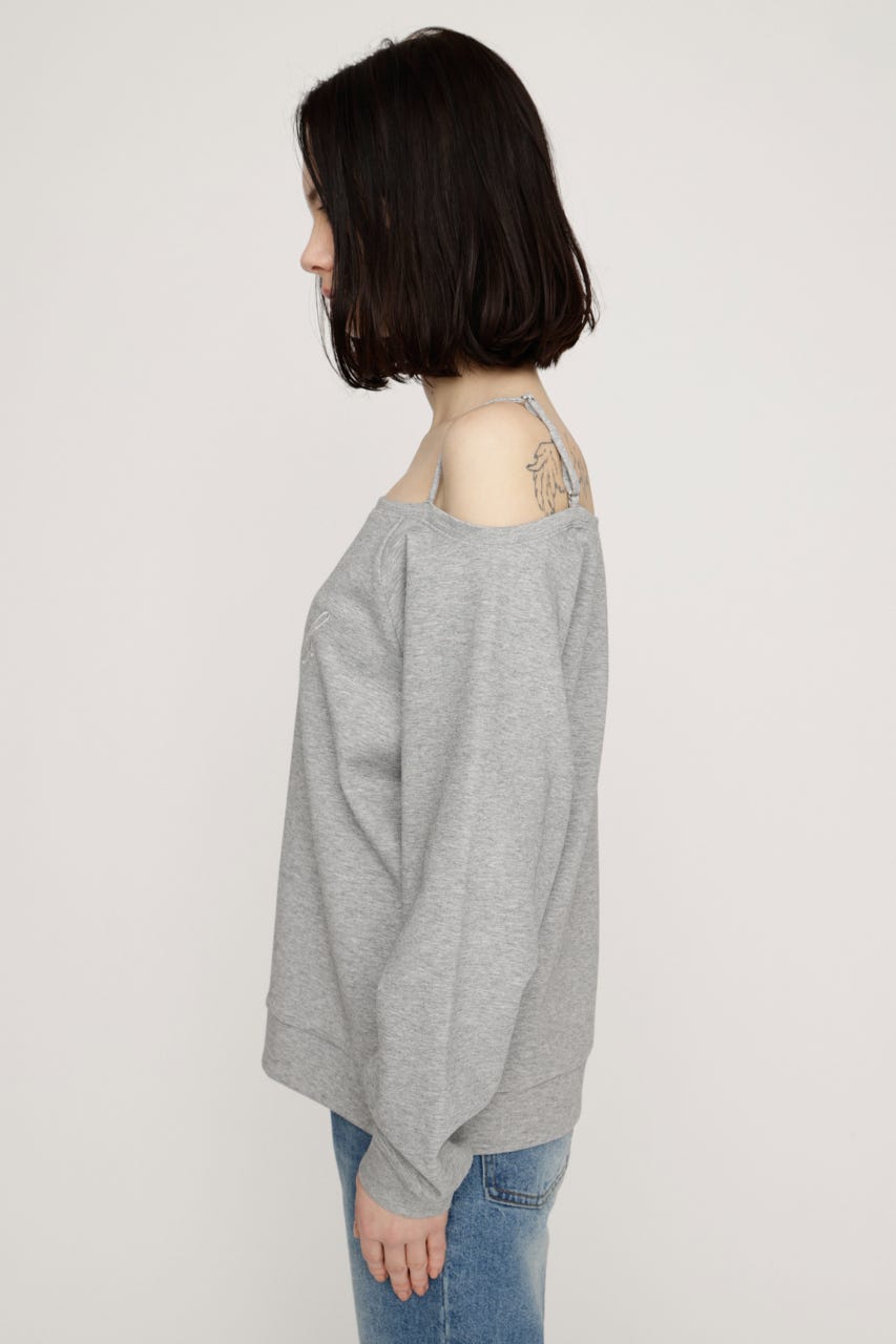 OFF SHOULDER LOGO トップス T.GRY FREE