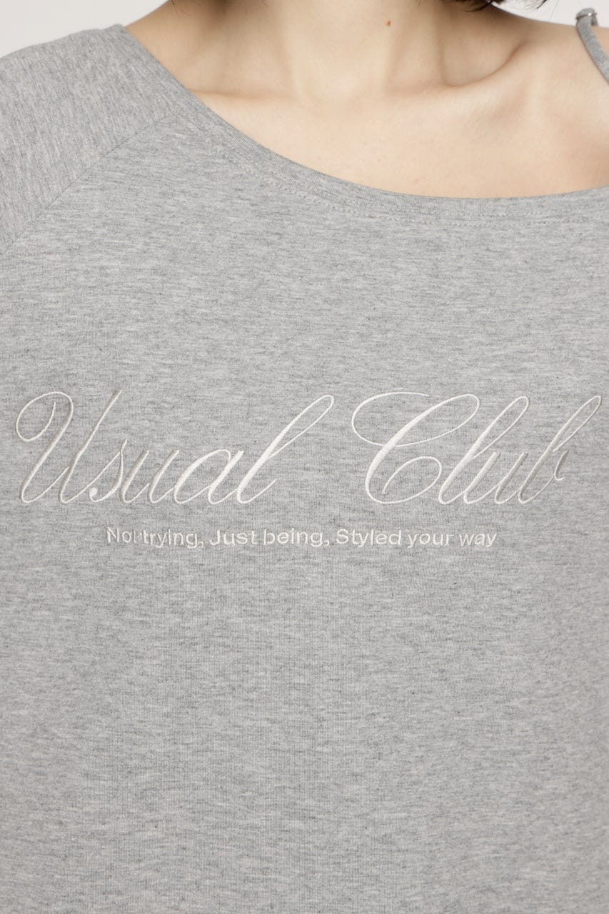 OFF SHOULDER LOGO トップス T.GRY FREE