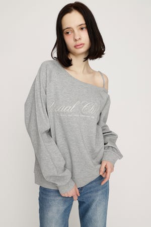 OFF SHOULDER LOGO トップス