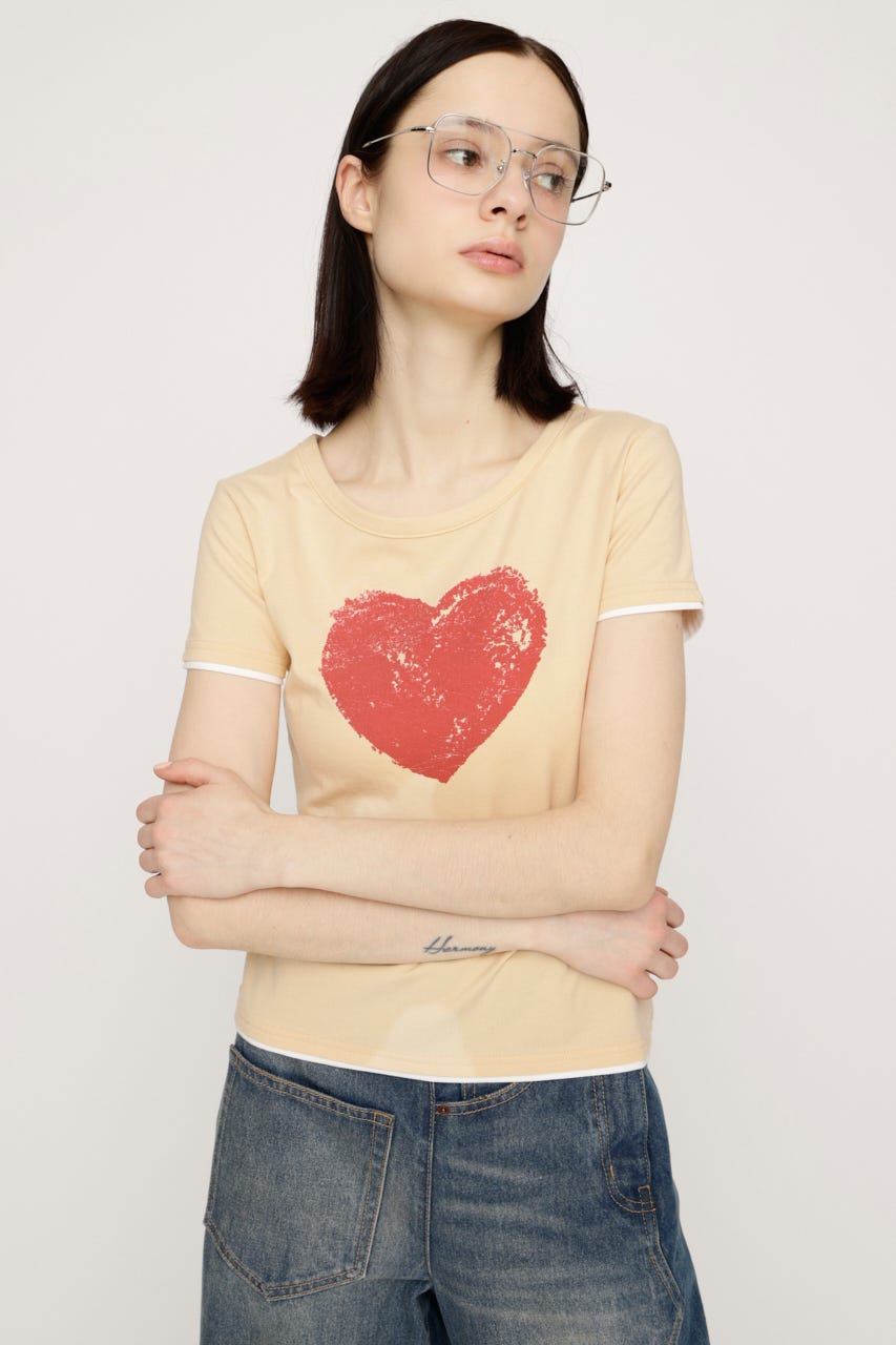 【LIMITED ITEM】HEART LOGO トップス L/YEL FREE