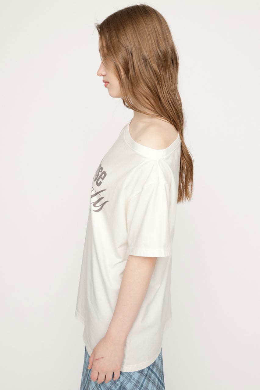 OFF SHOULDER OVER LOGO Tシャツ O/WHT FREE