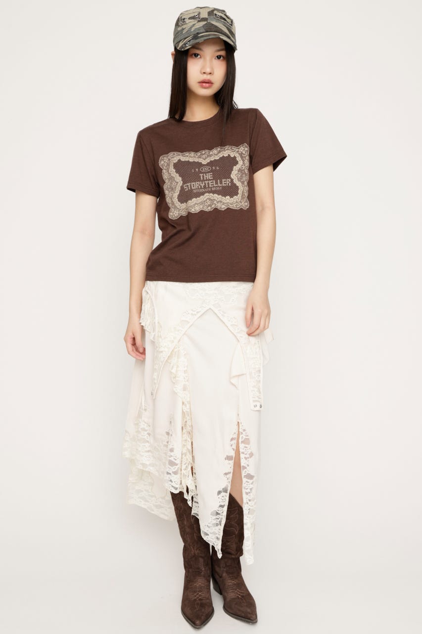 LACE LOGO Tシャツ BRN FREE