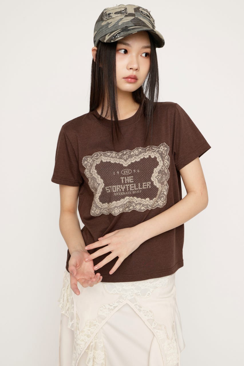 LACE LOGO Tシャツ BRN FREE
