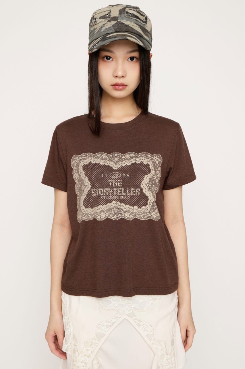 LACE LOGO Tシャツ BRN FREE