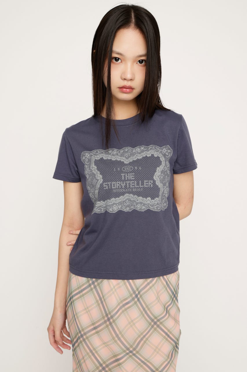LACE LOGO Tシャツ NVY FREE