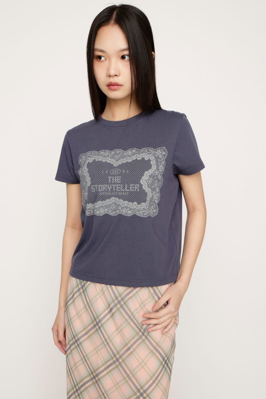 LACE LOGO Tシャツ NVY FREE