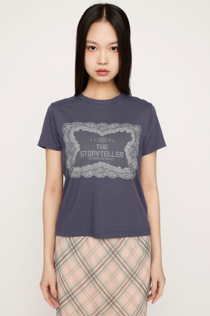 LACE LOGO Tシャツ NVY FREE