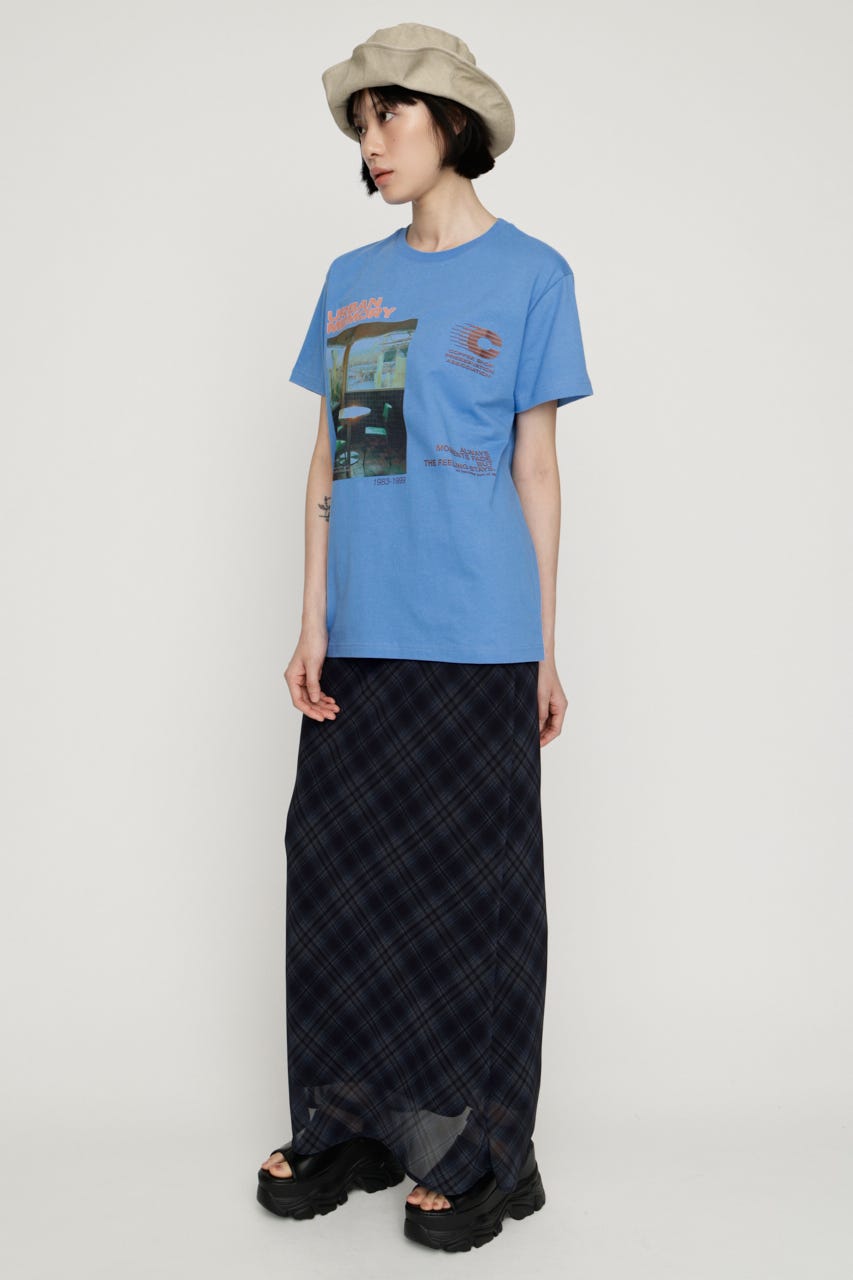 PHOTO LOGO Tシャツ L/BLU FREE