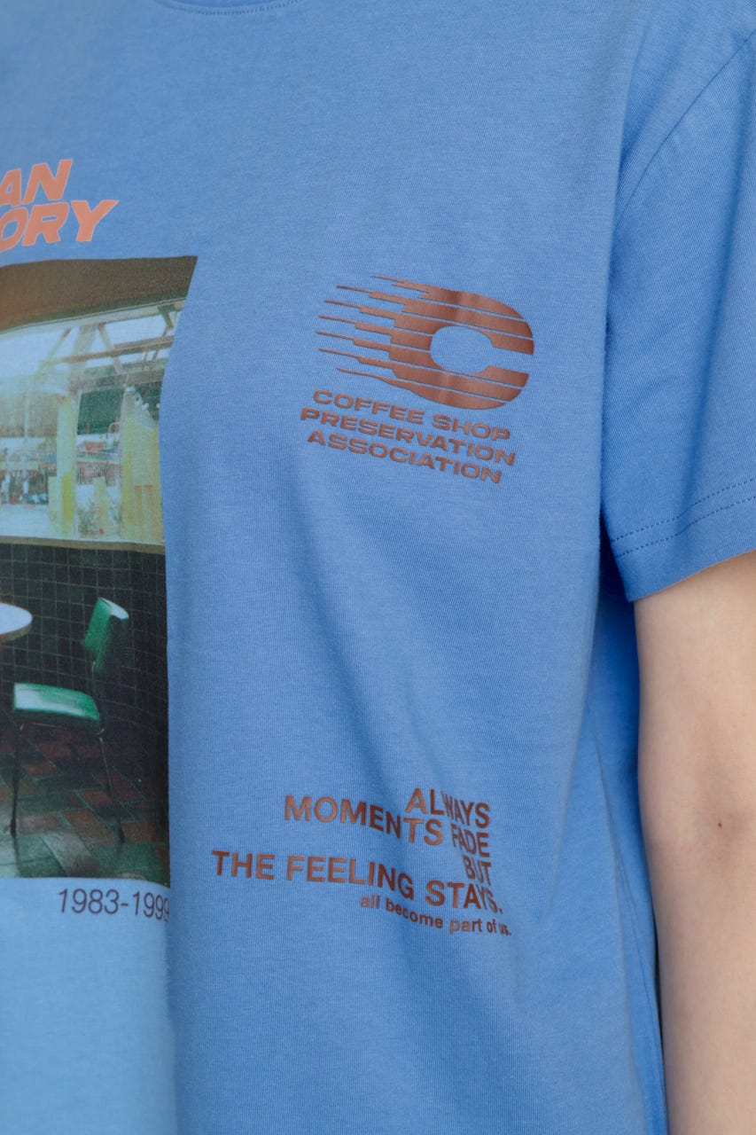 PHOTO LOGO Tシャツ L/BLU FREE