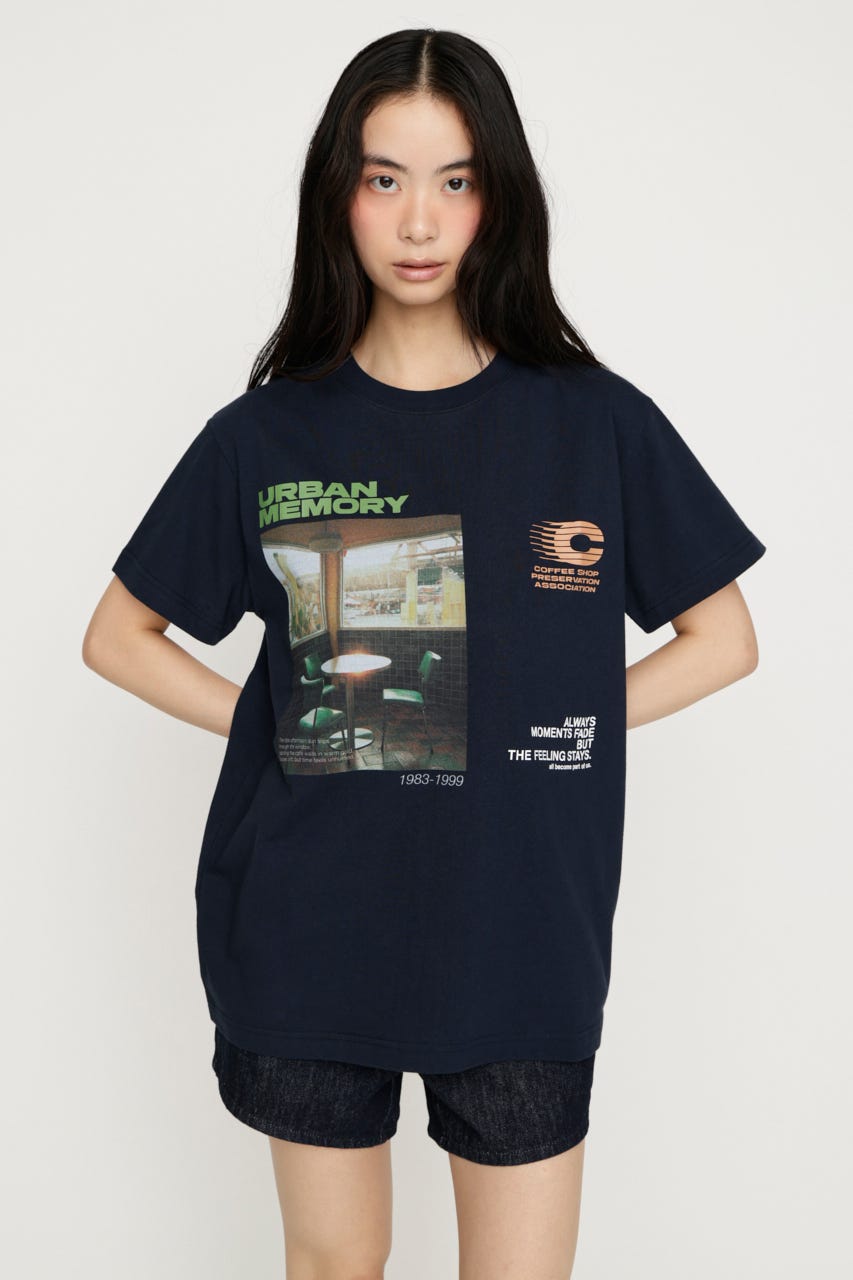 PHOTO LOGO Tシャツ NVY FREE