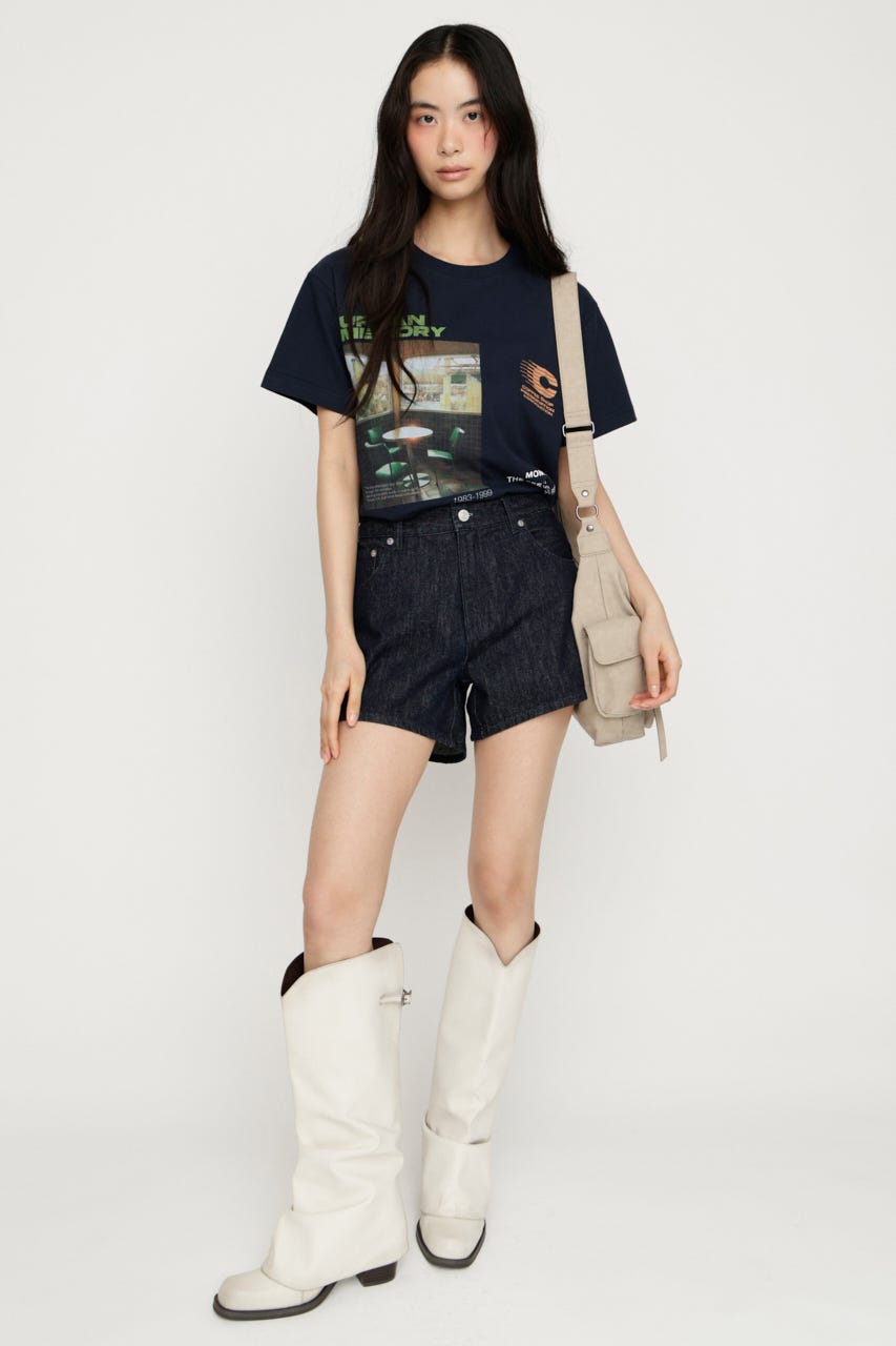 PHOTO LOGO Tシャツ NVY FREE