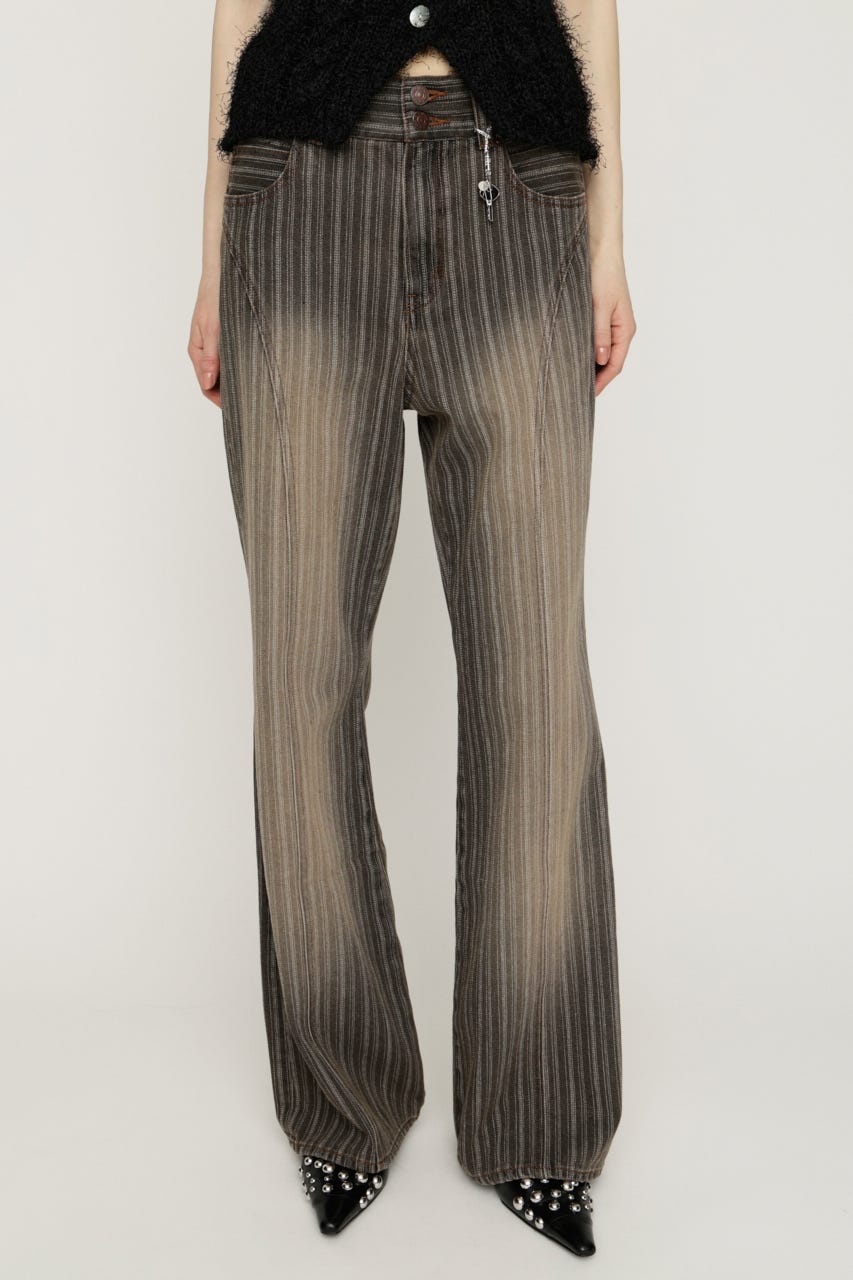 【SNSで話題！】L／W STRIPE STRAIGHT パンツ M/KHA 2