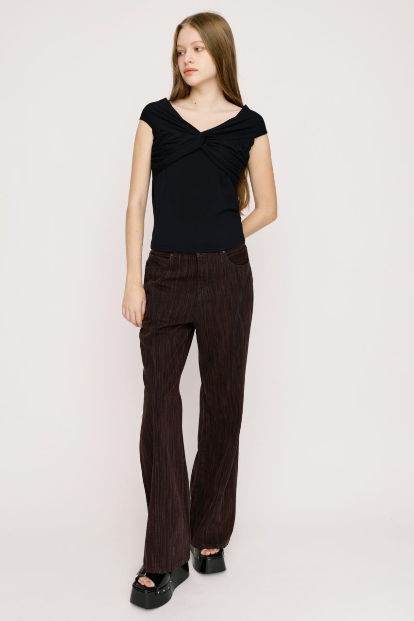 【SNSで話題！】L／W STRIPE COLOR STRAIGHT パンツ M/PUR 2