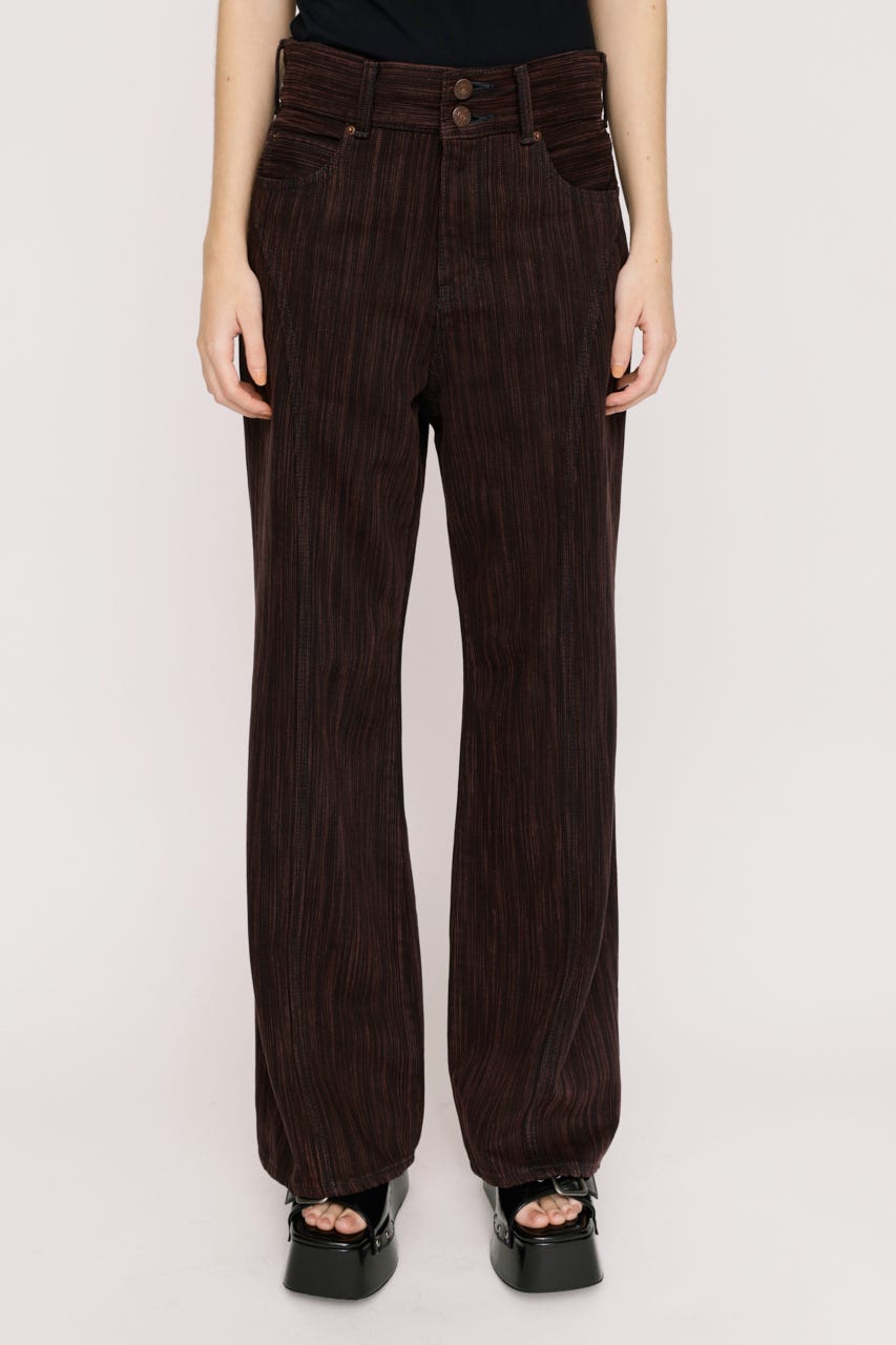 【SNSで話題！】L／W STRIPE COLOR STRAIGHT パンツ M/PUR 2