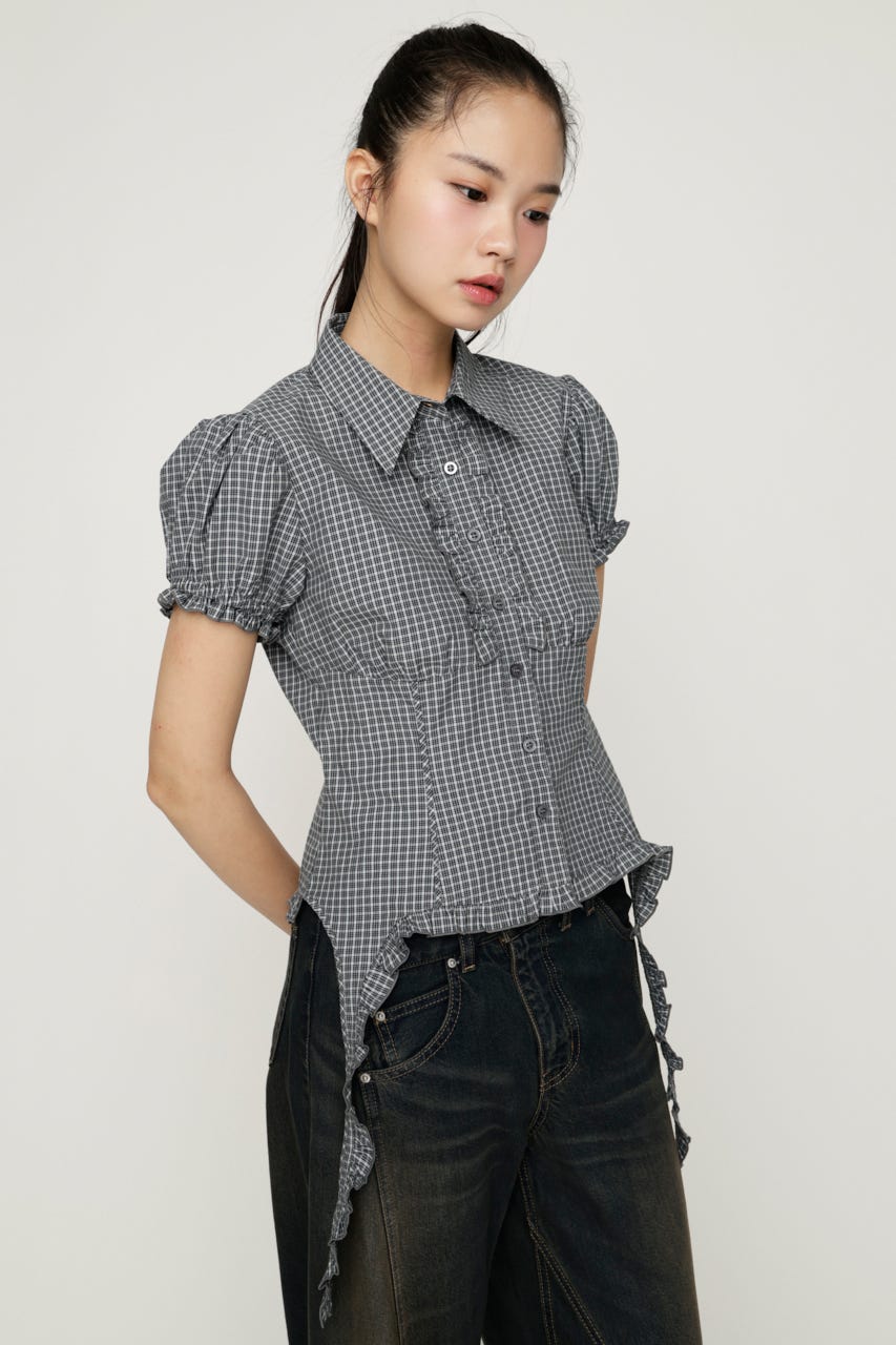 CHECK FRILL SH ブラウス Multi_1 FREE