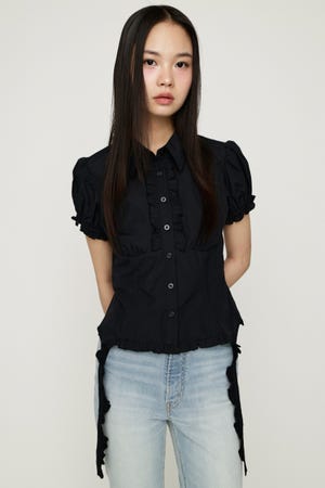 CHECK FRILL SH ブラウス