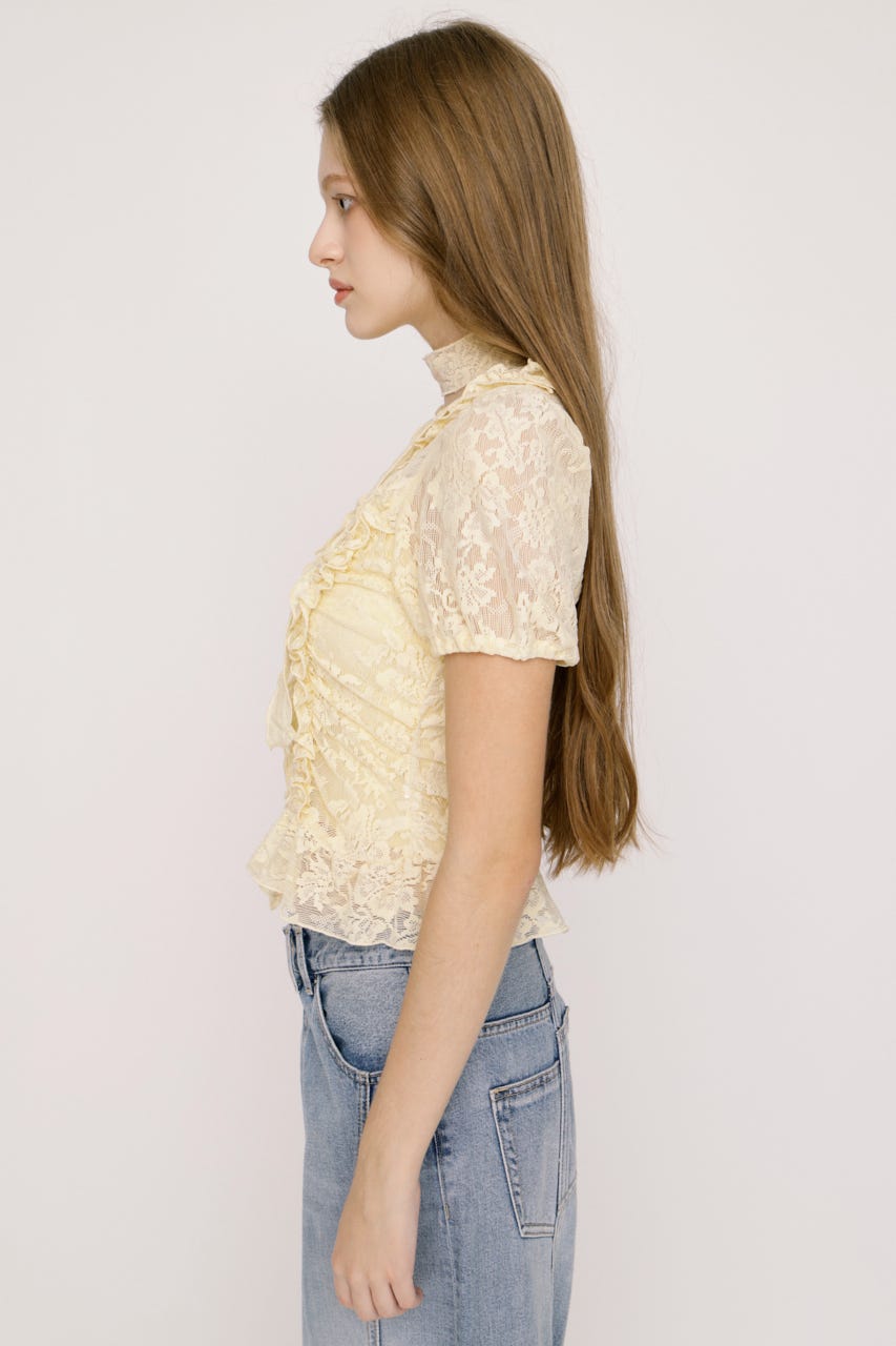 FRILL LACE ZIP UP トップス IVOY FREE