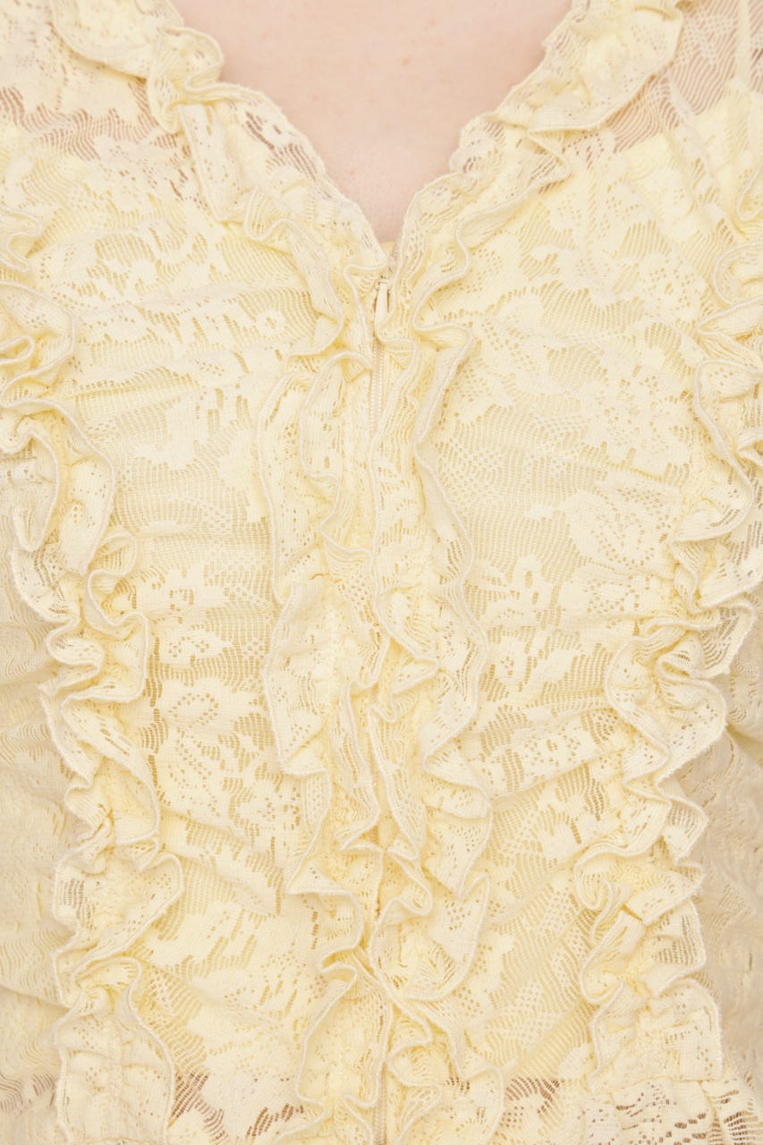 FRILL LACE ZIP UP トップス IVOY FREE