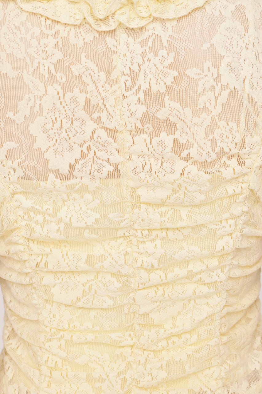 FRILL LACE ZIP UP トップス IVOY FREE