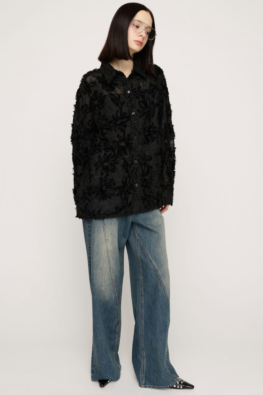 LOOSE LACE シャツ BLK FREE