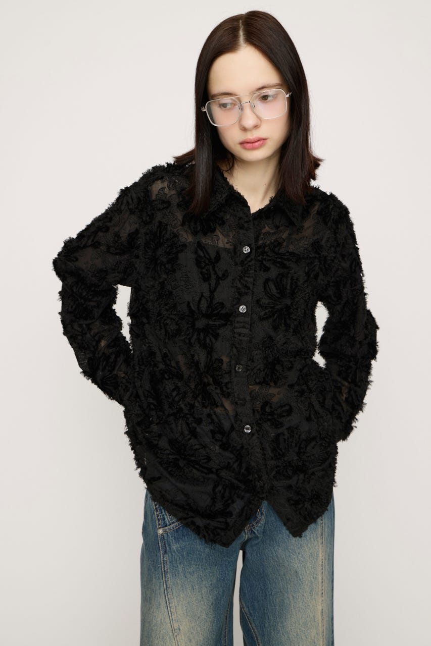 LOOSE LACE シャツ BLK FREE