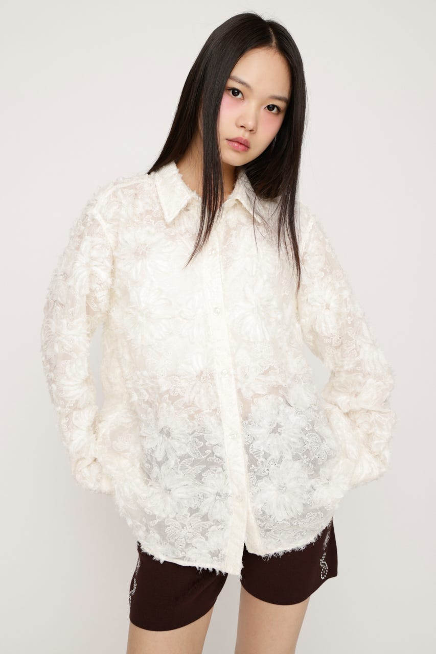 LOOSE LACE シャツ IVOY FREE