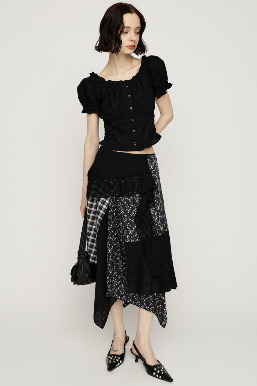 REMAKE COTTON LACE スカート M/BLK FREE