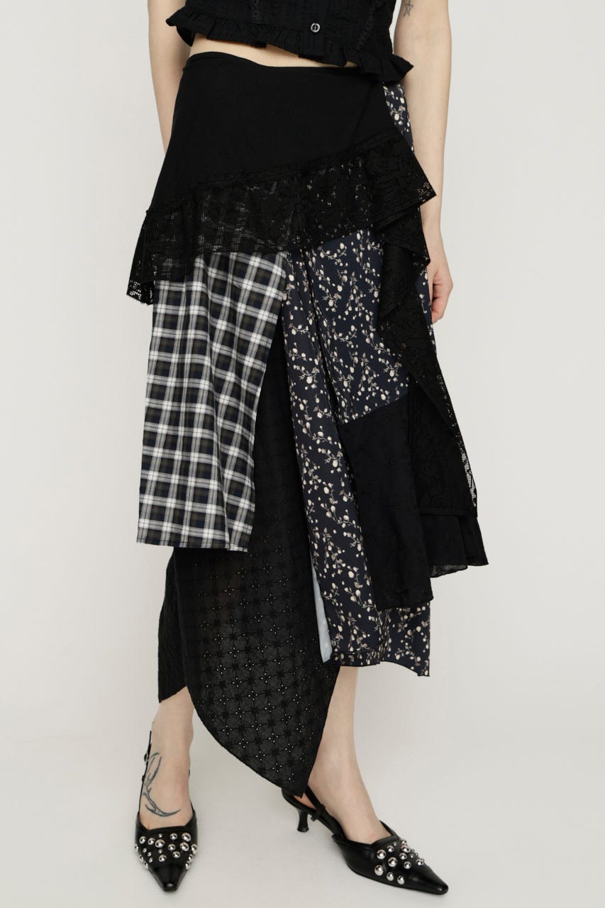 REMAKE COTTON LACE スカート M/BLK FREE