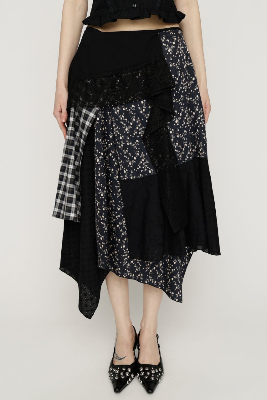 REMAKE COTTON LACE スカート M/BLK FREE