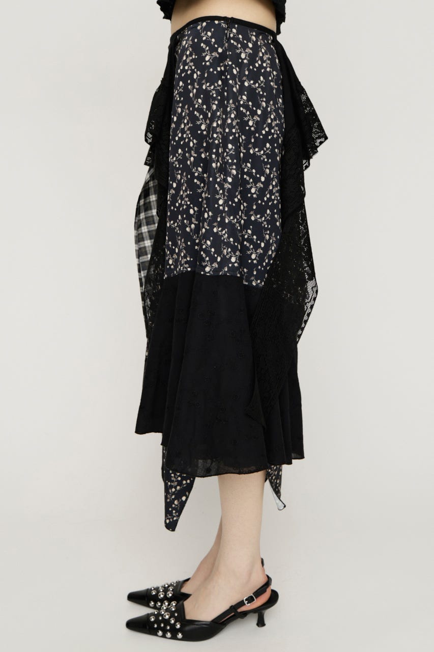 REMAKE COTTON LACE スカート M/BLK FREE