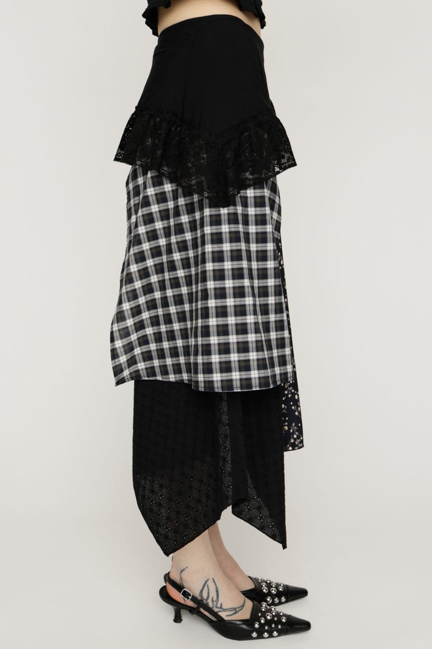 REMAKE COTTON LACE スカート M/BLK FREE