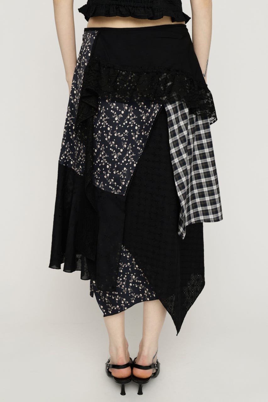 REMAKE COTTON LACE スカート M/BLK FREE