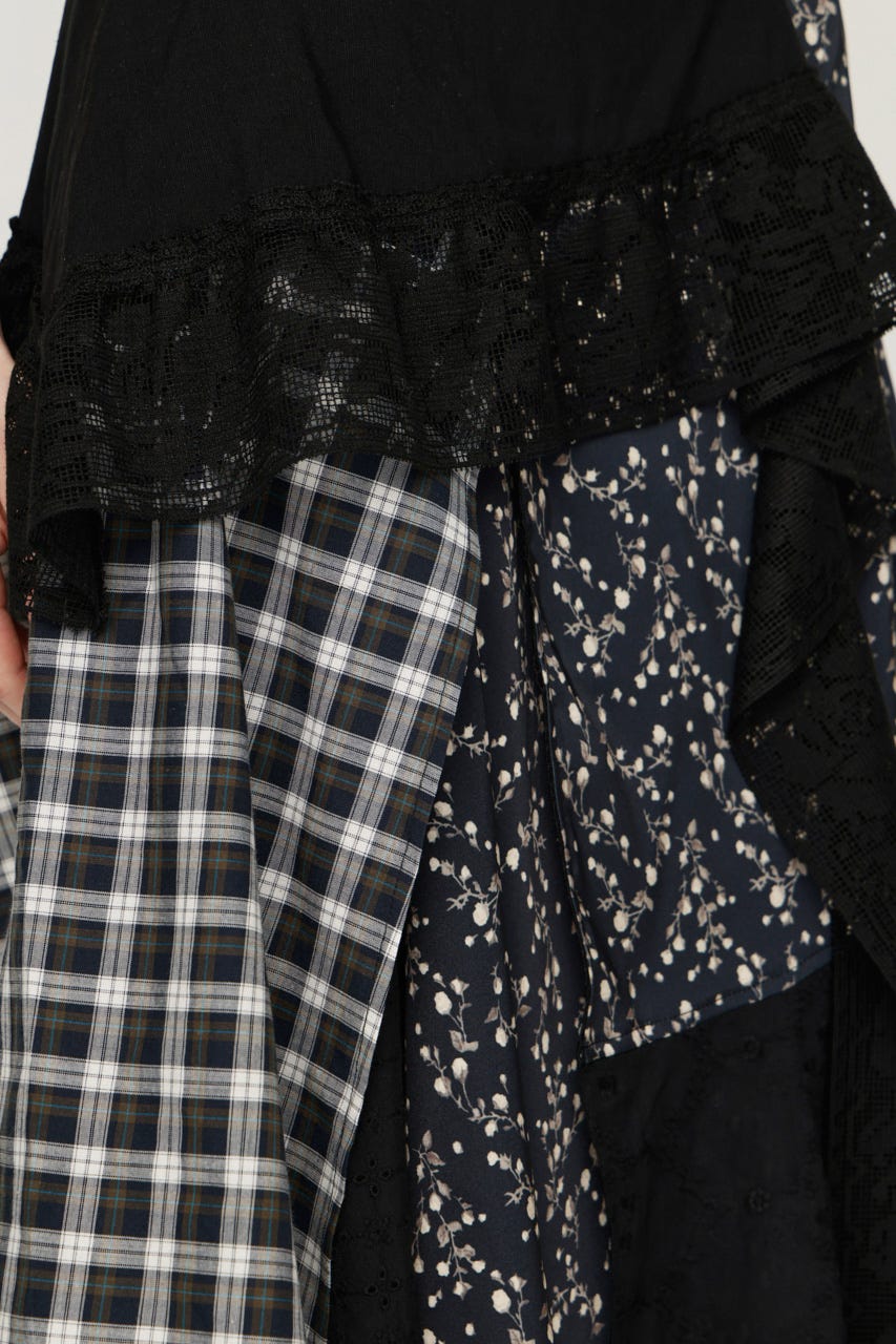 REMAKE COTTON LACE スカート M/BLK FREE