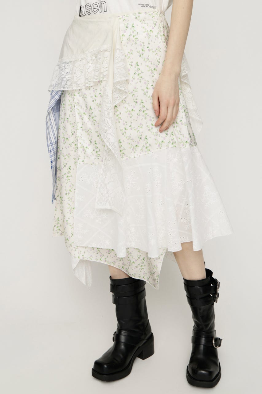 REMAKE COTTON LACE スカート M/WHT FREE