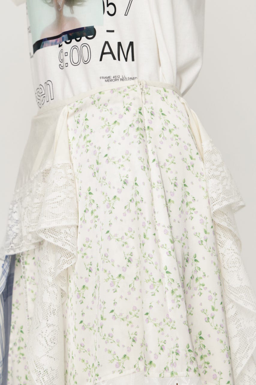REMAKE COTTON LACE スカート M/WHT FREE