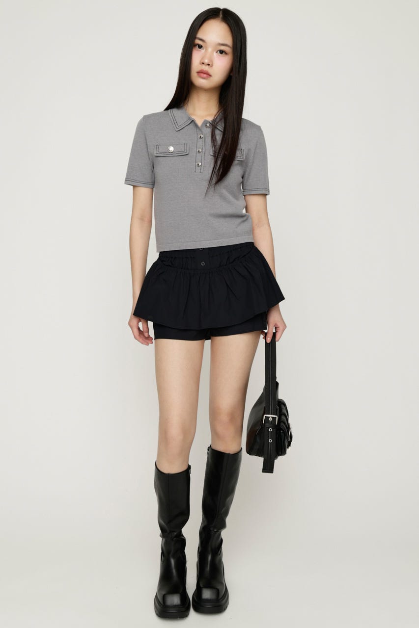 CHECK LAYERED ショートパンツ BLK 1