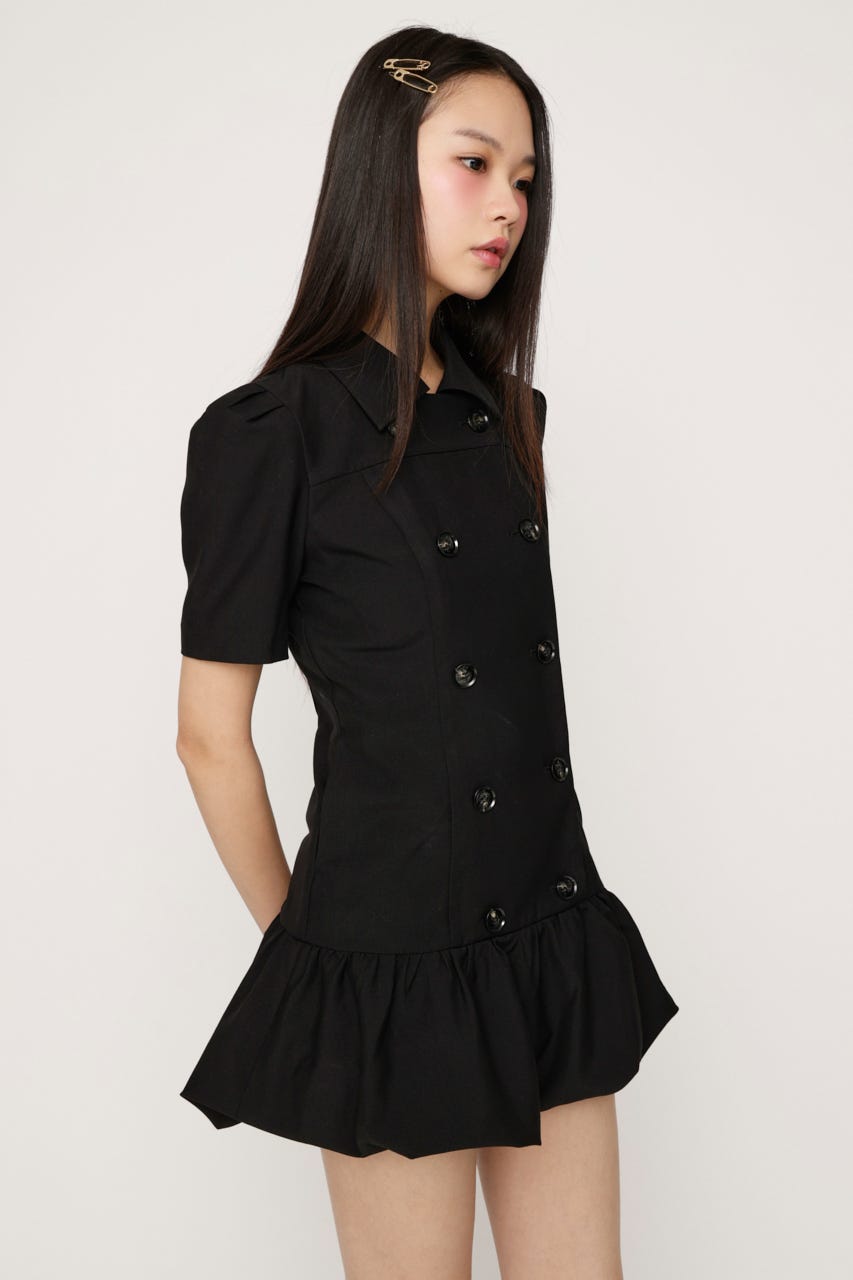 DOUBLE BUTTON BALLON ショートワンピース BLK 1
