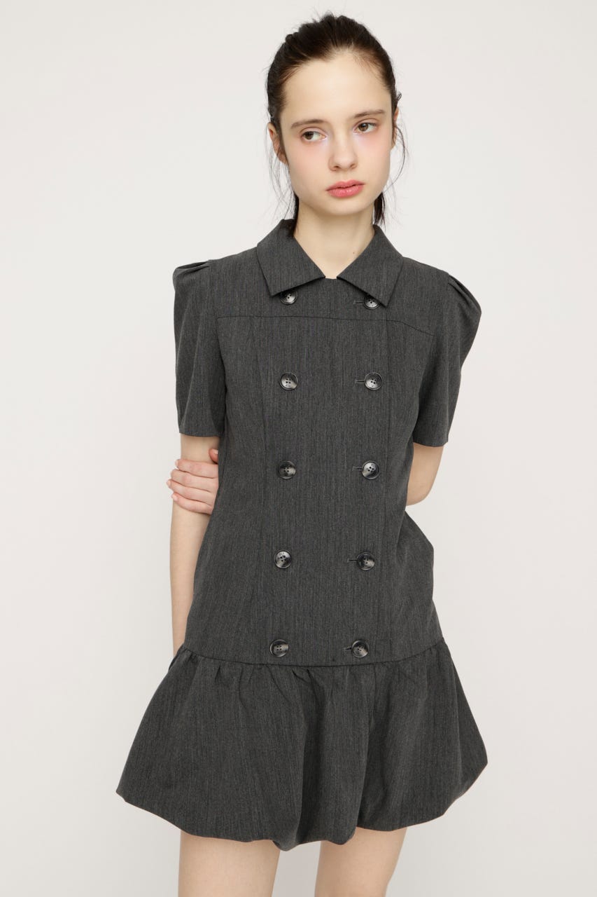 DOUBLE BUTTON BALLON ショートワンピース T.GRY 1
