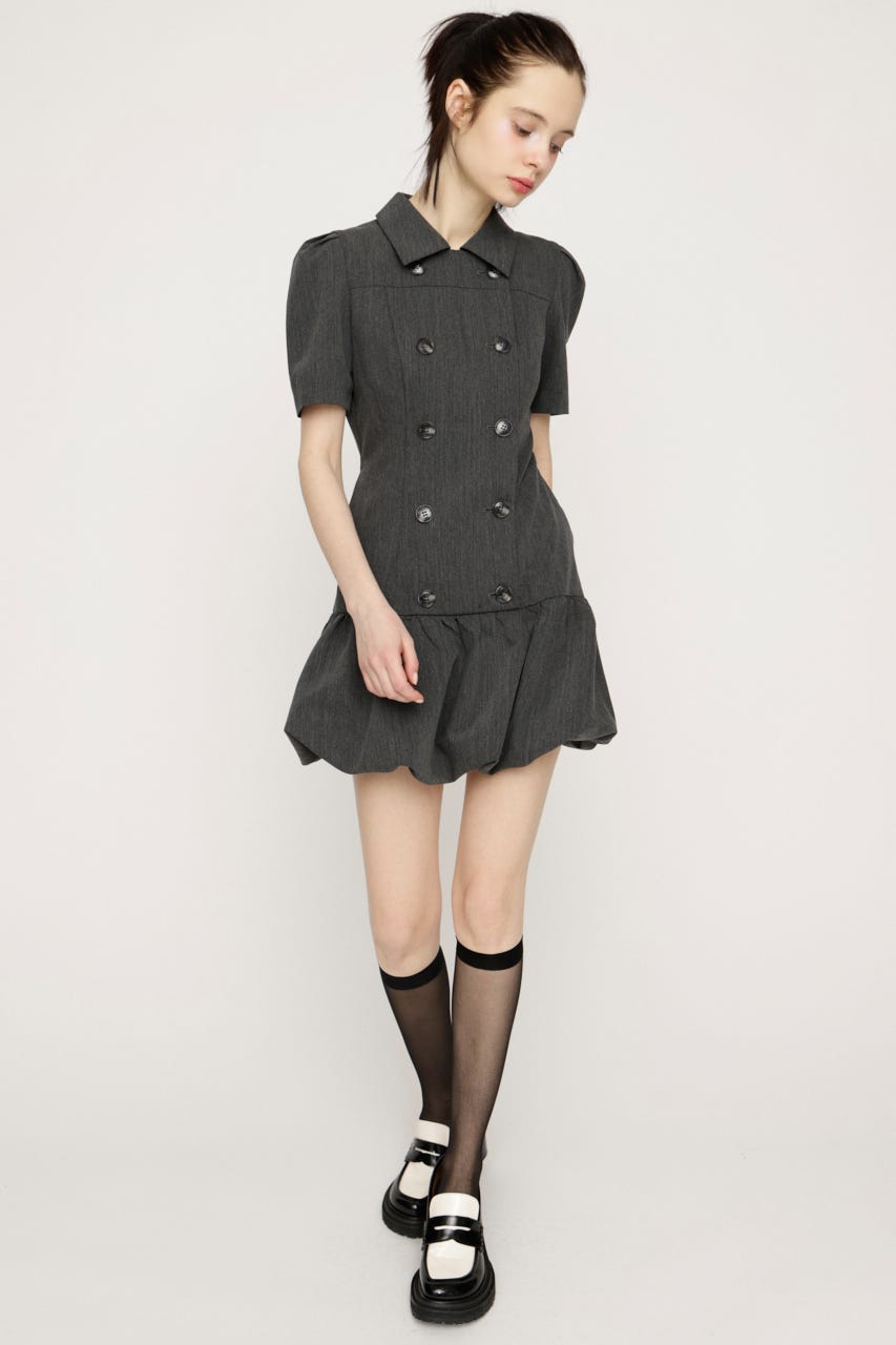 DOUBLE BUTTON BALLON ショートワンピース T.GRY 1
