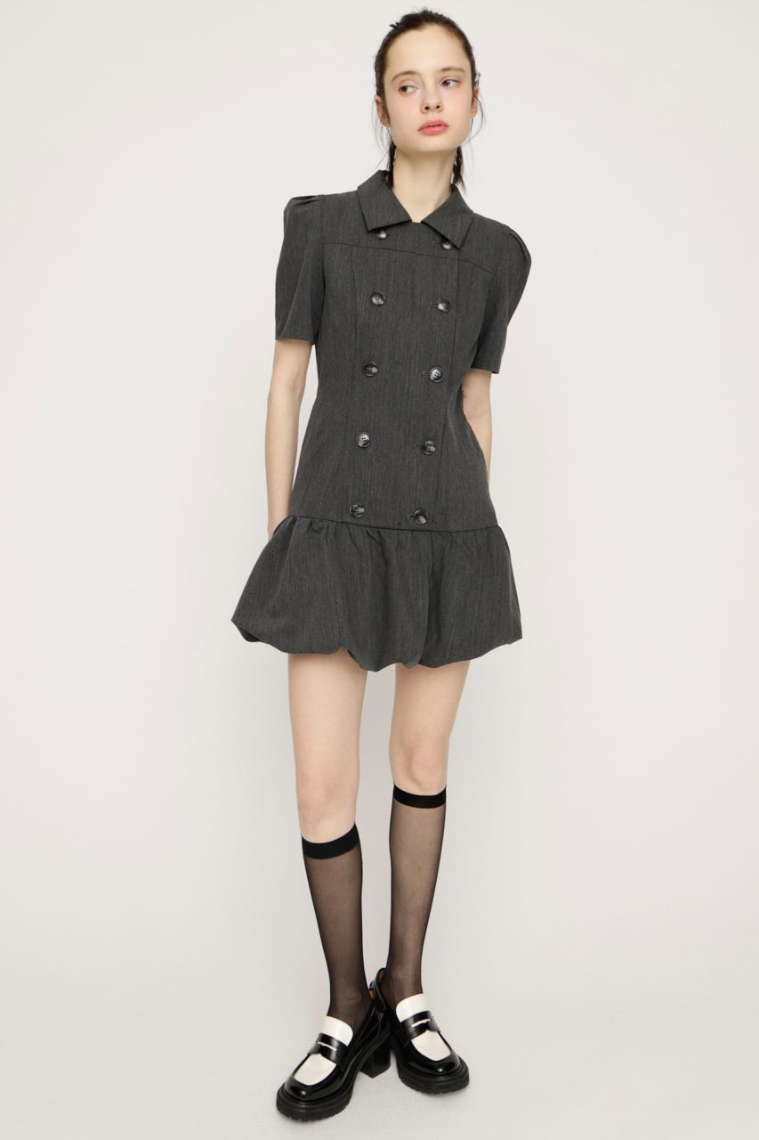DOUBLE BUTTON BALLON ショートワンピース T.GRY 1
