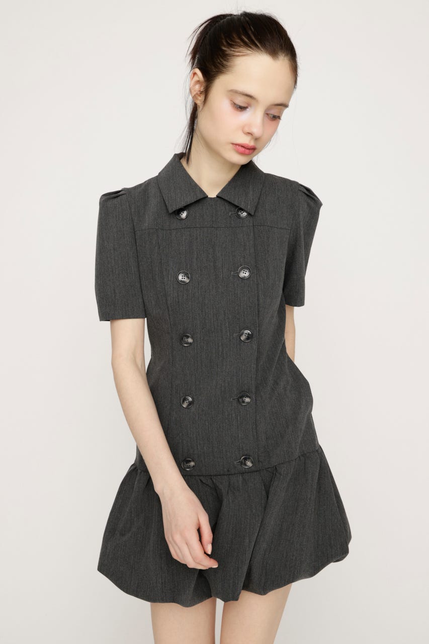 DOUBLE BUTTON BALLON ショートワンピース T.GRY 1