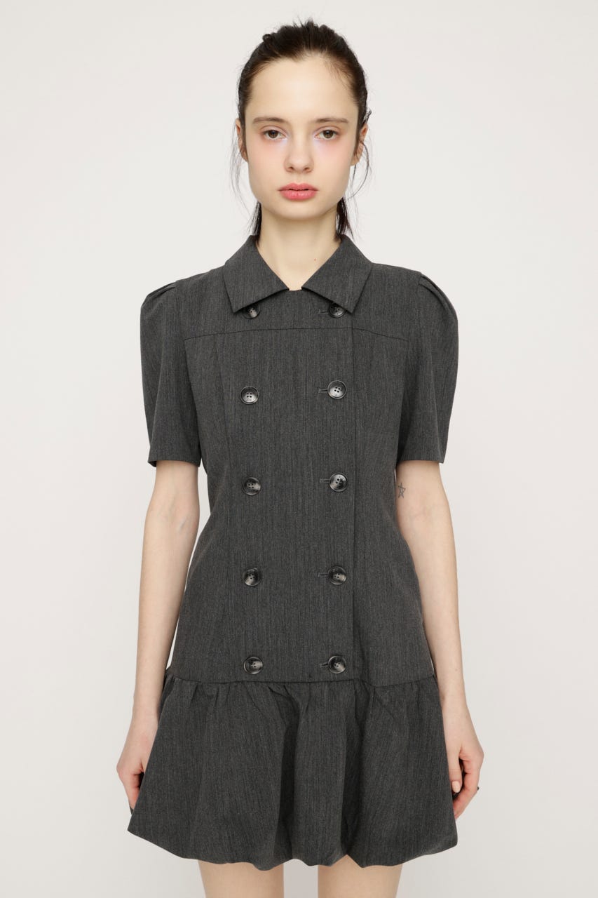 DOUBLE BUTTON BALLON ショートワンピース T.GRY 1