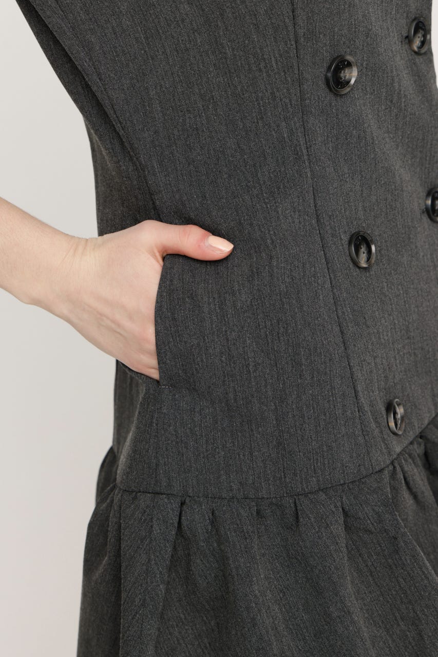 DOUBLE BUTTON BALLON ショートワンピース T.GRY 1