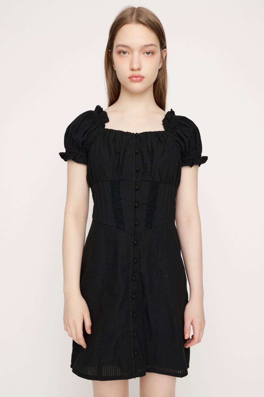 GATHER RIBBON ショートワンピース BLK 1